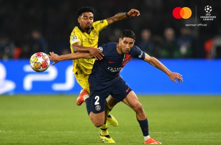 Players of Paris Saint Germain and Borussia Dortmund photographed during an UEFA match