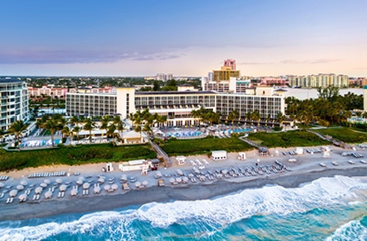 View at the newly renovated beautiful Boca Raton Resort from the ocean.