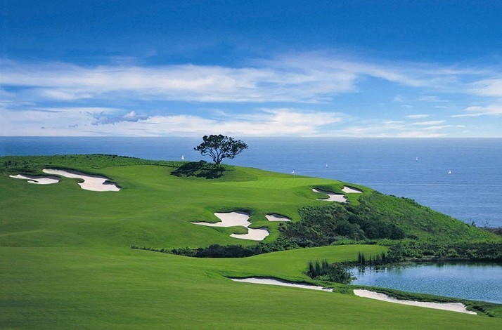 Seaview from a golf course at the relaxed comfort at the Resort at Pelican Hill in Southern California.