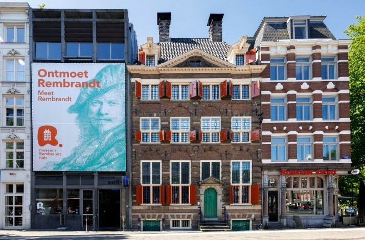 A view of the building Rembrandt House Museum in Amsterdam.