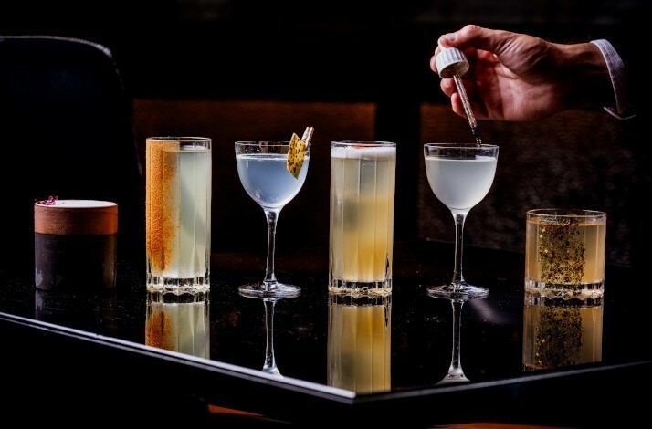 Six cocktails served at the Gaucho Sloane steakhouse in London.