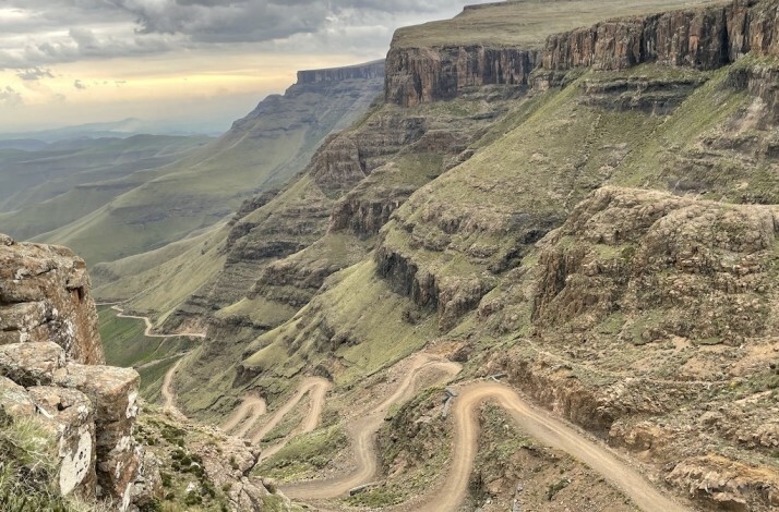 The mountain Sani Pass located in the West of KwaZulu-Natal, South Africa